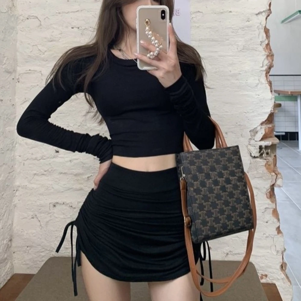 High Waist Drawstring Thin Yoga Pants Women's Spring Summer Short Skirt Bodycon Loose Slimming A- Line Skirt Polyester Fiber