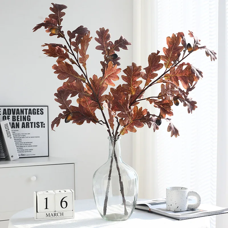 

4 шт. длинная ветка дубовые листья искусственные цветы свадебный фон цветочная композиция домашний декор растение сад открытый ландшафтный дизайн