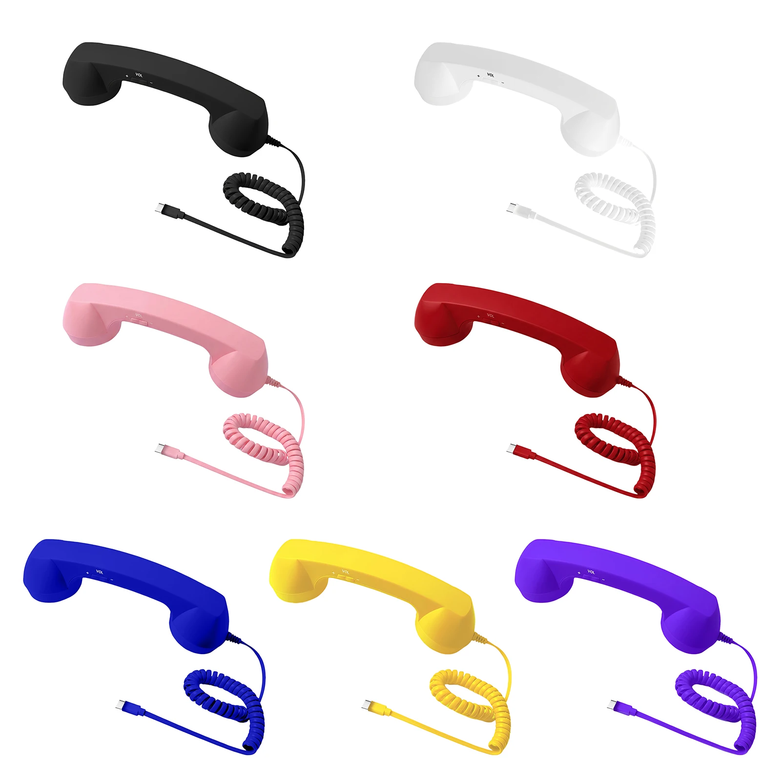 Telephone Wired Handsets with Volume Control & Mic Wired Landline Handle Receiver for Cell Mobile Video Conferences Calls