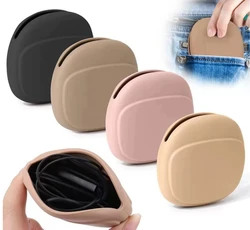 Bolsa de almacenamiento de silicona para auriculares con Cable, funda protectora portátil para Cable de datos de viaje, bolsa de monedas de Color puro para el hogar y la Oficina