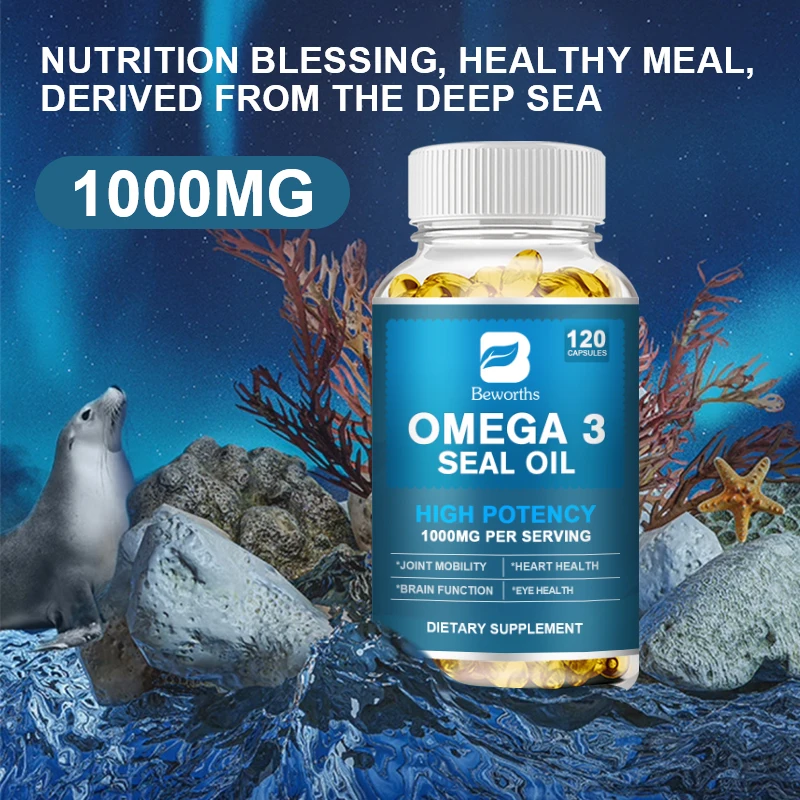 BEWORTHS Omega 3 Capsules with EPA,DPA,DHA Support Brain,Heart Eye & Immune Health Support Joint Mobility Protect Blood Vessels