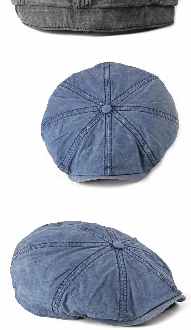 Denim Peaked Cap Herren Damen Baskenmütze Hut neue Mode Zeitungs jungen Kappen Outdoor Streetwear gewaschen lässig Vintage Boina Hüte – Detail 6
