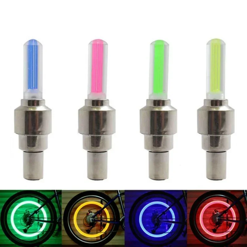 

1Pcs Neon Bike Spoke Light Road Bicycle MTB Motorcycle Car Tire Nozzle Valve Caps Lamp Waterproof Lights Cycling Accessories