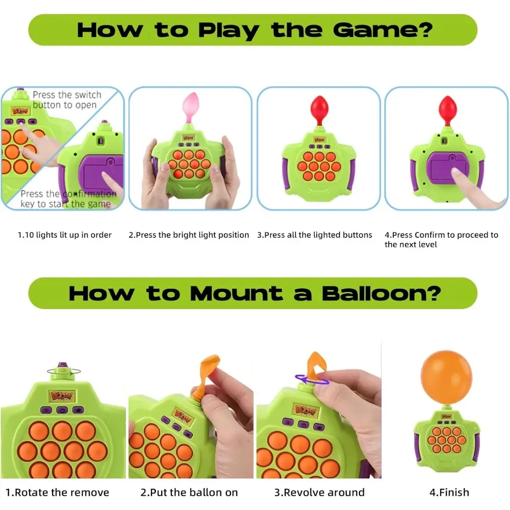 Juego Pop de empuje rápido con globos, juguetes iluminados Pop It Fidget para niños y adultos, juguete de empuje sensorial para apretar, juego de rompecabezas interactivo