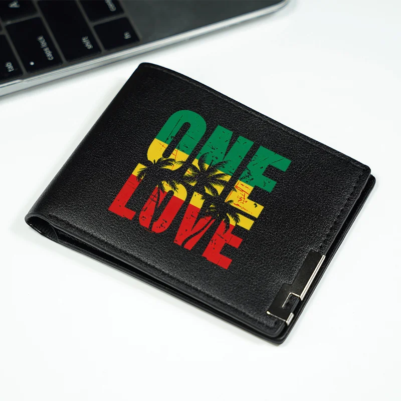 ONE LOVE RASTA PALM TREE DESIGN HEREN PU LEDEREN PORTEFEUILLE SLANK DUURZAAM LICHTGEWICHT BUSINESS STIJL MODE ACCESSOIRE
