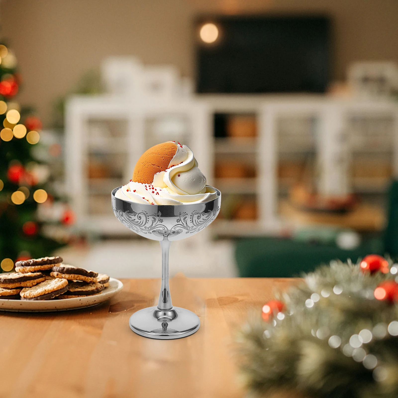 

Stainless Steel Ice Cream Cup Dessert Bowls Reusable Wine Glass Yogurt Bowl Pudding Cups Appetizer Fruit 120ml