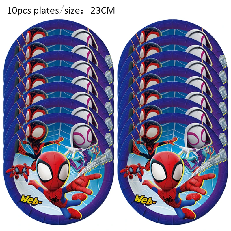 Ballons 3D Spidey et ses objets, assiettes standard en papier, fournitures Spidey et ses amis, décorations de fête d\'anniversaire, nouveau, douche