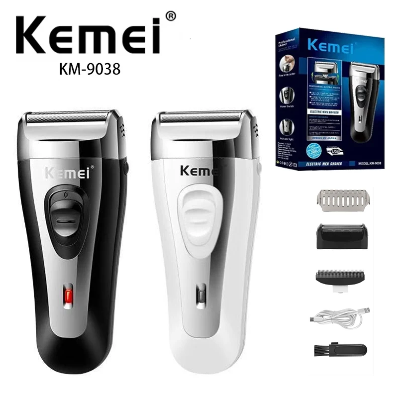 

Kemei KM-9038 Foil Professional Electric Shaver Portable Razor Rechargeable Beard Trimmer USB Hair Shaving Machine for Men