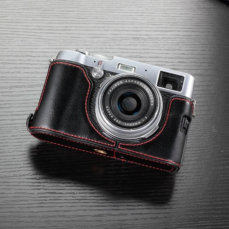 写真カメラ本革牛革バッグボディボックスケース富士フイルム富士-x100t-x100s-x100f-x100-x100v-保護スリーブベース