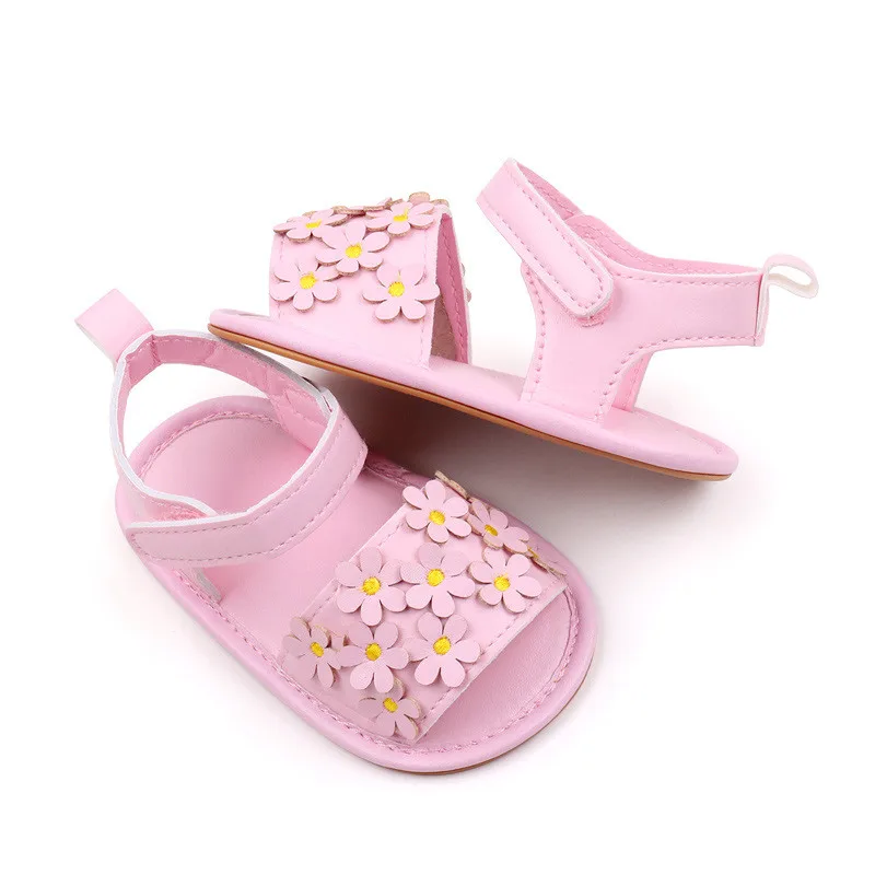 Nowe niemowlęta dziewczynki sandały podeszwa gumowa dla małych dzieci letnia buty na plażę uroczy kwiat Casual First Walker Newborn Princess Dress