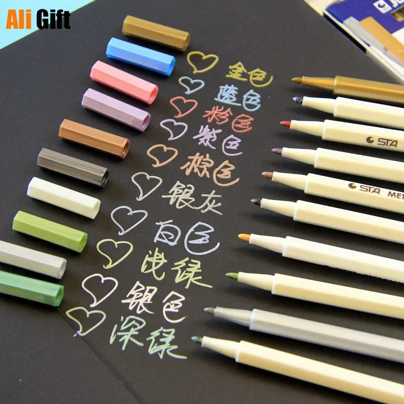 Metal Paint Pen for DIY Photo Album Decoration, Water Gel, Pastel Highlighter Pen for Kraft Paper Album, Home Decor, Ali Gift