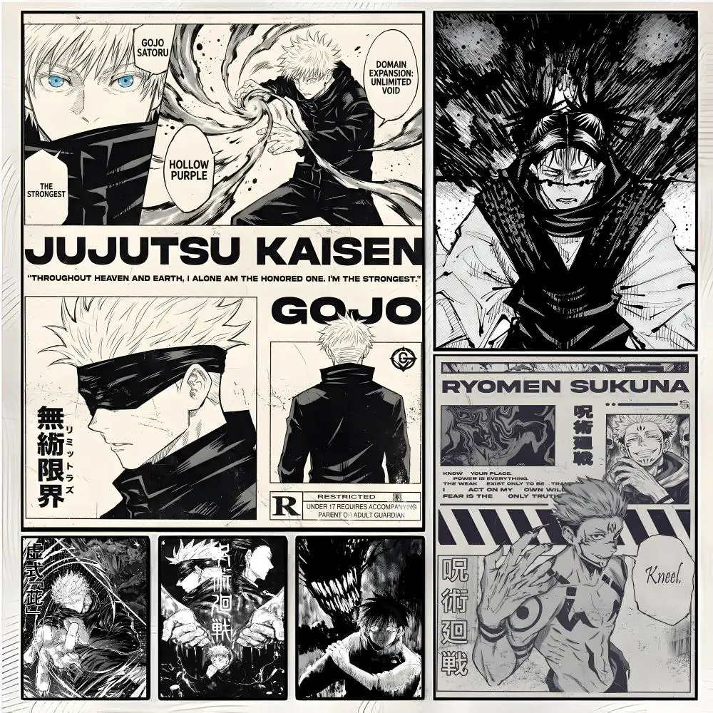 black and white anime J-Jujutsu Kaisen Poster Superior Home Space  Indoor Decorative Art & Home Decor