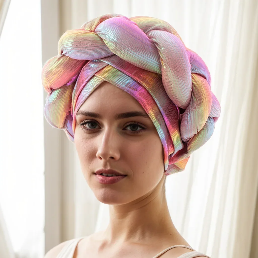 

Already Made African Auto Gele Headtie Muslim Hijab Turban Cap for Women Braid Hat Female Head Wrap Bonnet Nigerian Wedding Gele