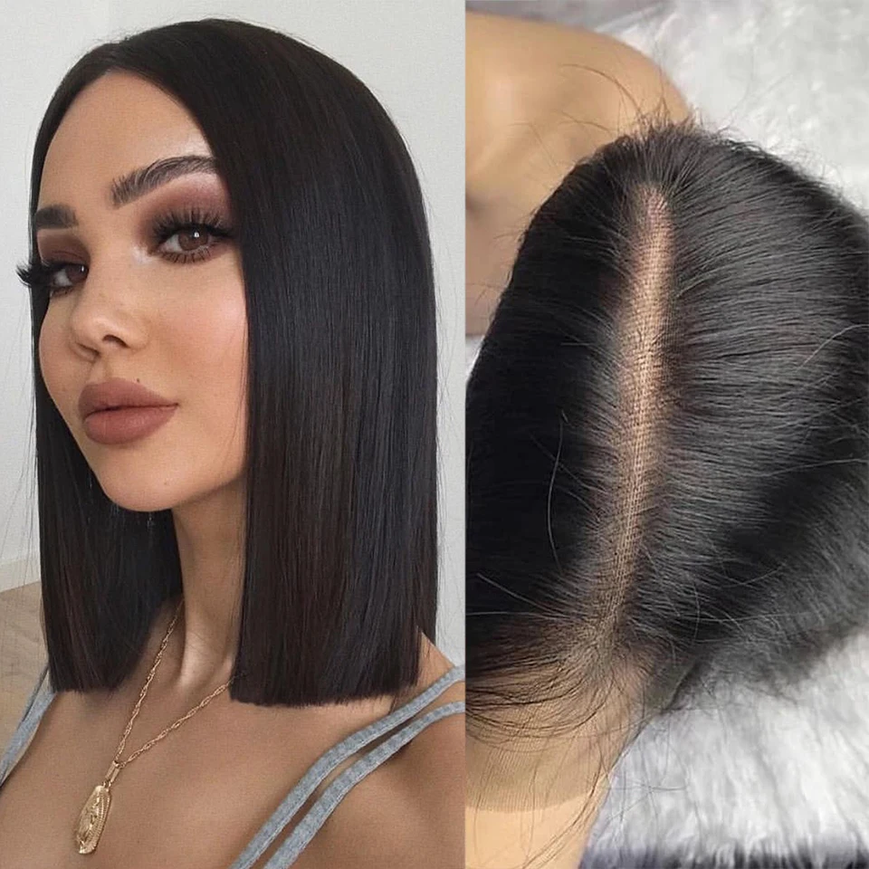 Perucas brasileiras para as mulheres do cabelo humano remy osso em linha reta bob perucas frontal do laço 13x6x1 natureza cor 4x1 t parte peruca do laço