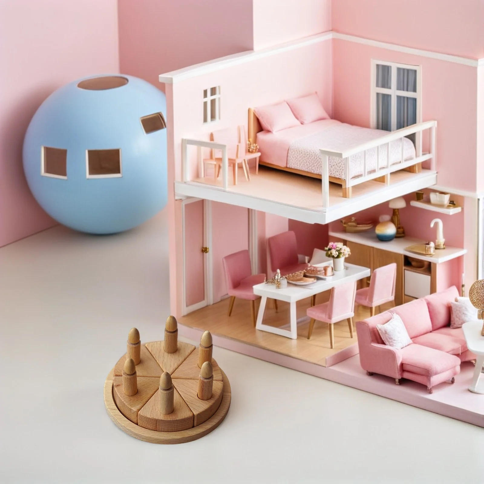 

1Set Wooden Birthday Cake Simulation Pretend Role Play Food DIY Creativity Imagination Learning Kitchen Educational