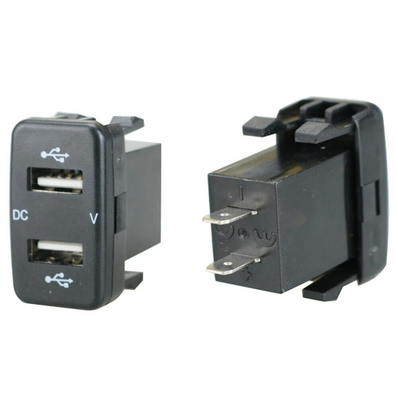 Adaptador de pantalla de voltios de carga de puerto USB Dual para coche, enchufe de cargador de coche, compatible con Toyota Green, 5 uds.