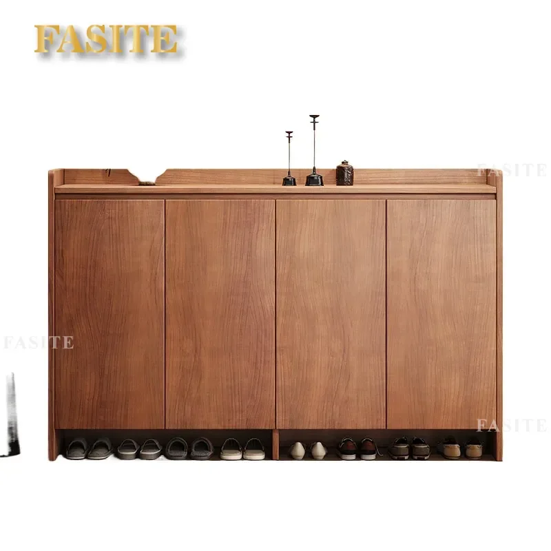 For Solid Wood Shoe Cabinet Modern New Chinese Style Large Capacity Dust Proof Storage Rack for Household Entrance Porch