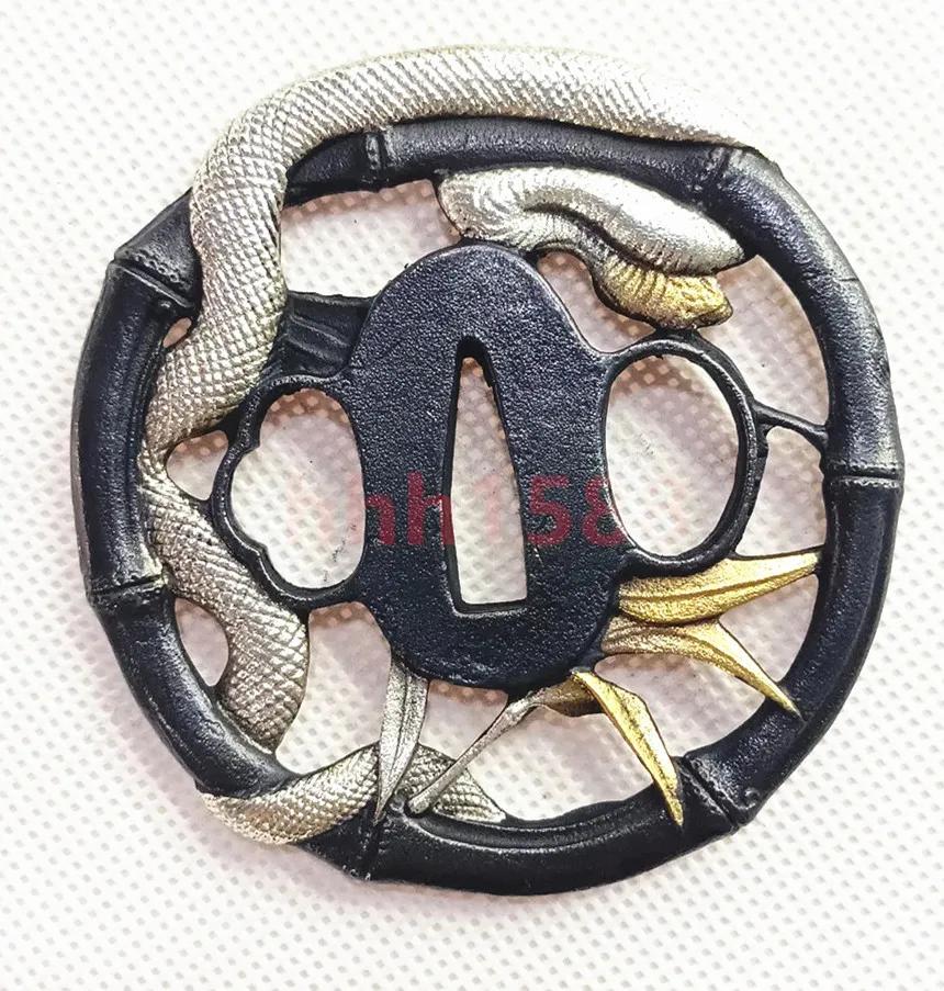 Nice Copper Brass Plated Gold Silver Tsuba Handguard Fuchi Kashira Menuki For Japan Real Japanese Samurai Katana Sword Fittings