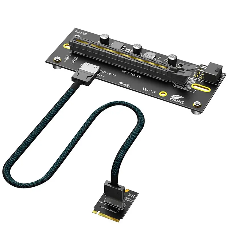 M. 2 M-Key 2230 PCI-E 4.0 X16 Oculink SFF-8612/8611 Extension Cable As External Graphics Card, PWR ATX 6PIN 12V Power Supply
