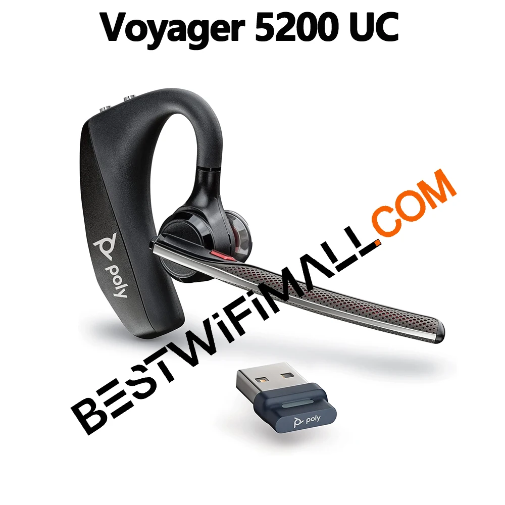 Poly Voyager 5200 UC Wireless Headset & Charging Case Plantronics Single-Ear Headset w/Noise-Canceling Mic Connect Mobile/Mac
