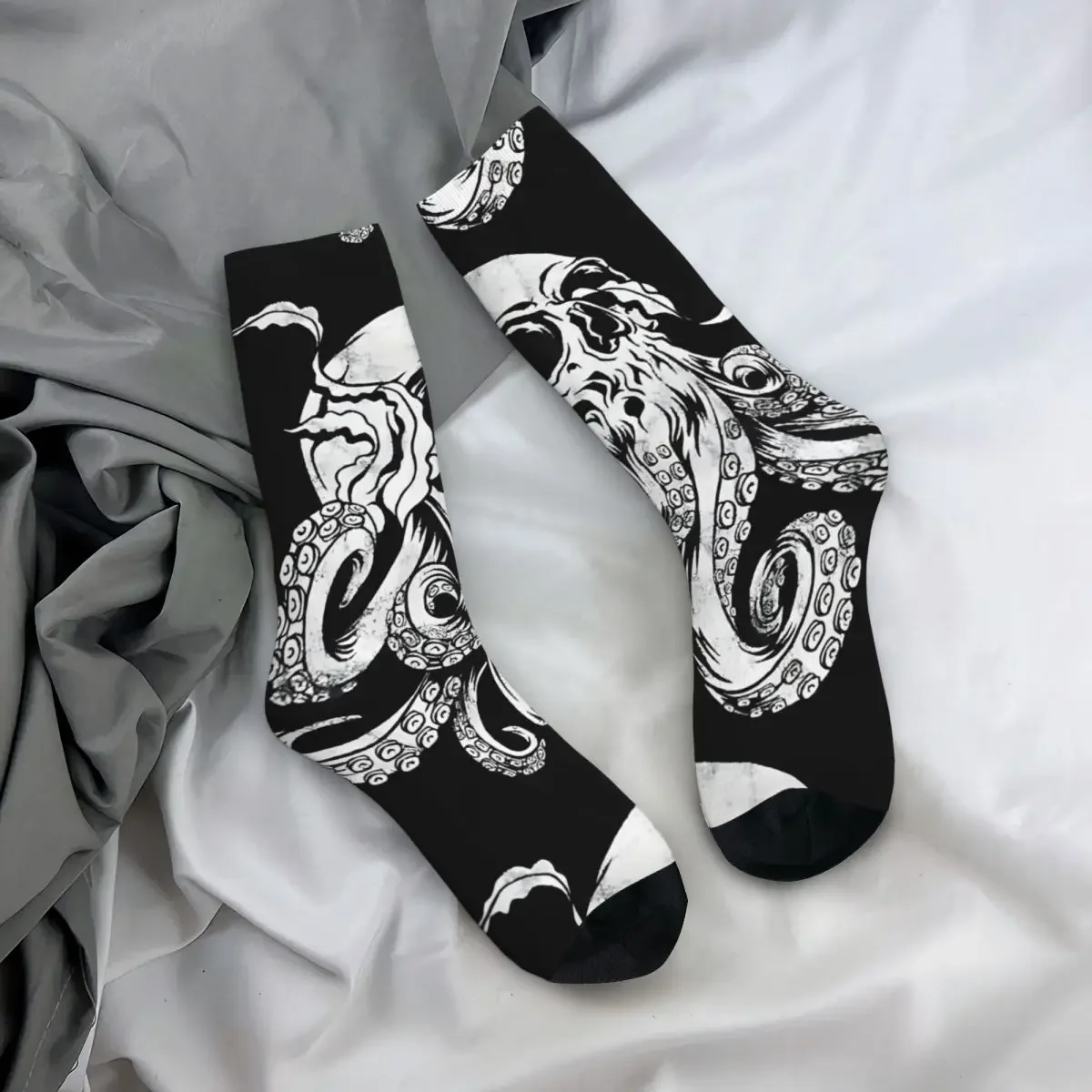 Calcetines de calavera de pulpo para hombre, calcetín Vintage Harajuku Kraken, estilo callejero, informal, novedad