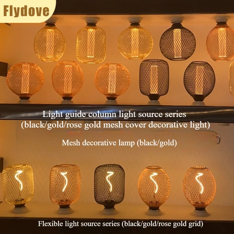 

Nordic Simple Wrought Iron Mesh Cover Lamp Metal Cage Dining Bar Counter Light Luxury RN Light Pillar E27 Home Room Decor Indoor