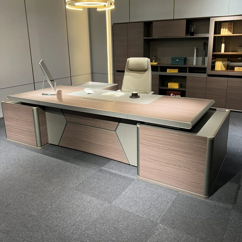 Strong Manager Executive Office Desk Storage Brown Large Luxury Computer Desks Drawers Modern Escritorios De Oficina Mesa Office