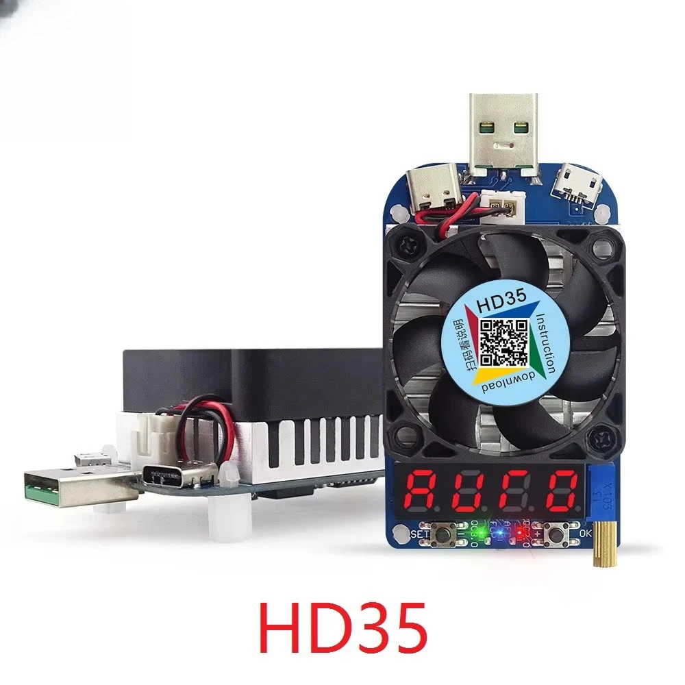 

HD35 Функция триггера Нагрузка USB-интерфейс Тестер разрядной батареи Регулируемый ток 35 Вт Интеллектуальная электронная нагрузка
