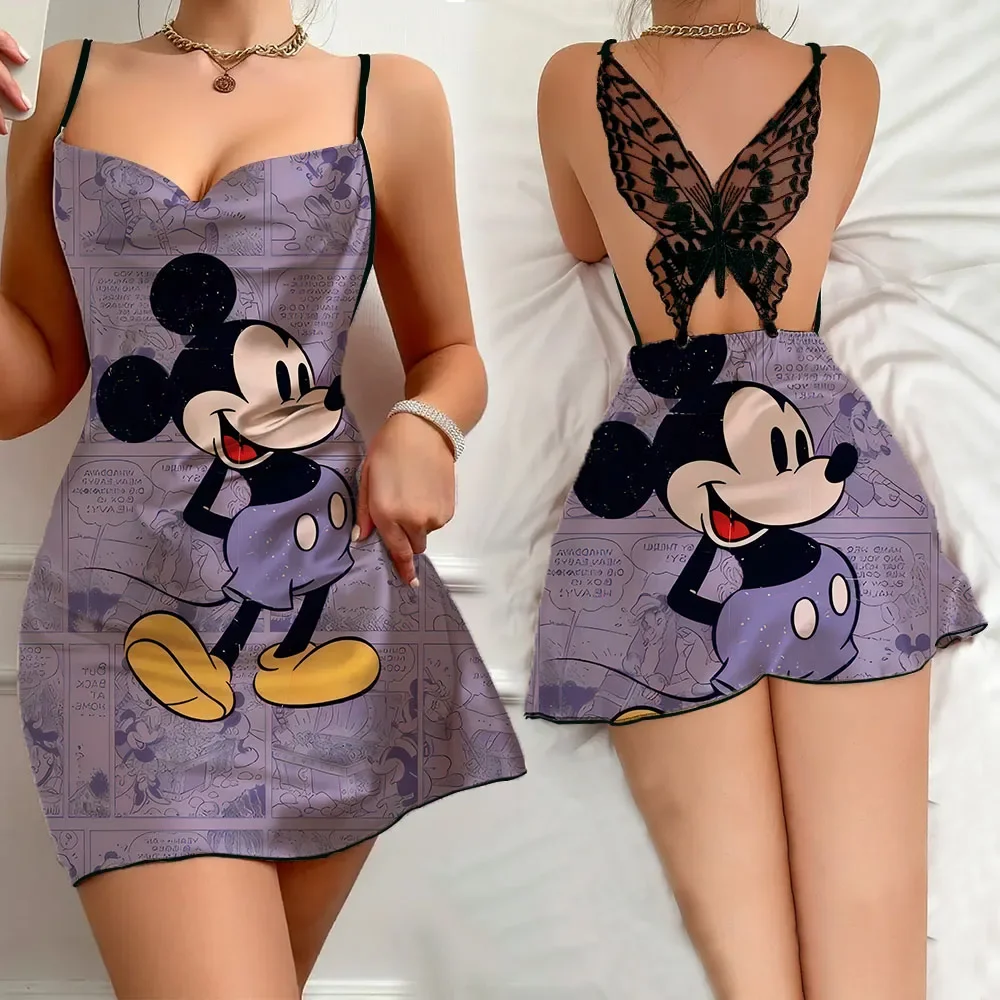 2024 New Softy Sleepwear Female Women's Summer Pajamas Woman Free Shipping Nightgown Sleveeless Sexy Sleepdress Cartoon Pattern