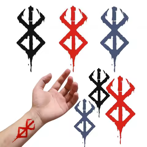 15pcs Berserk Guts Tattoo Stickers Anime Herbal Water Transfer Stickers Adult Body Art Durable Non Fading Arm Fake Tattoo Toys