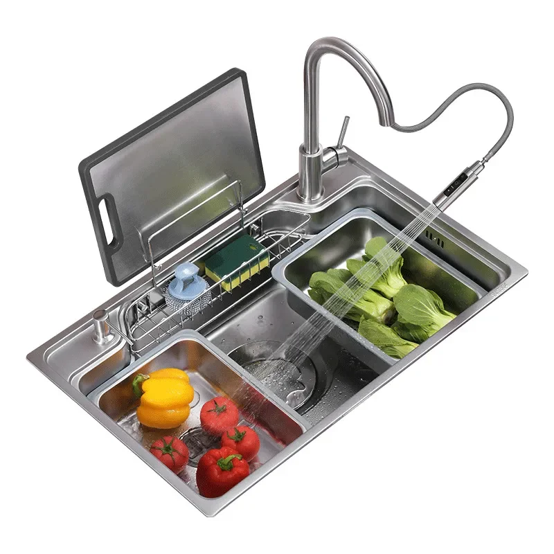 for Japanese Style Large Single Kitchen Sink Multifunctional Undercounter Vegetable Wash Basin Household Magic Sink