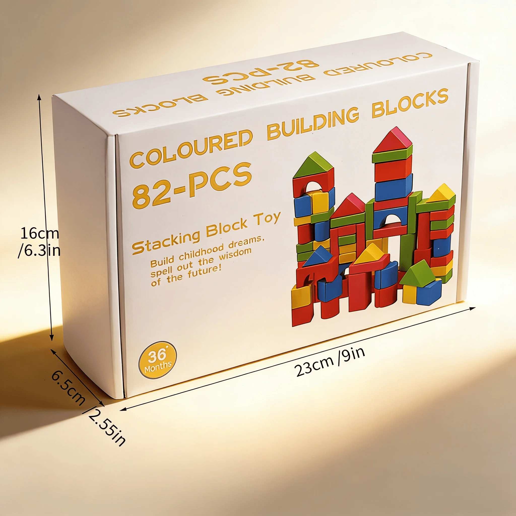 82ピースのジャンボ木製ブロック（3～8歳向け）、大きな窒息防止機能付き積み木、創造的なスタッキング＆分類遊びに最適