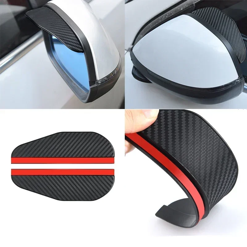 1/2PCS Car Rearview Mirror Sun Visor Rain Eyebrow  Carbon Fiber Car Rearview Side Snow Rain Cover Mirror Accessories