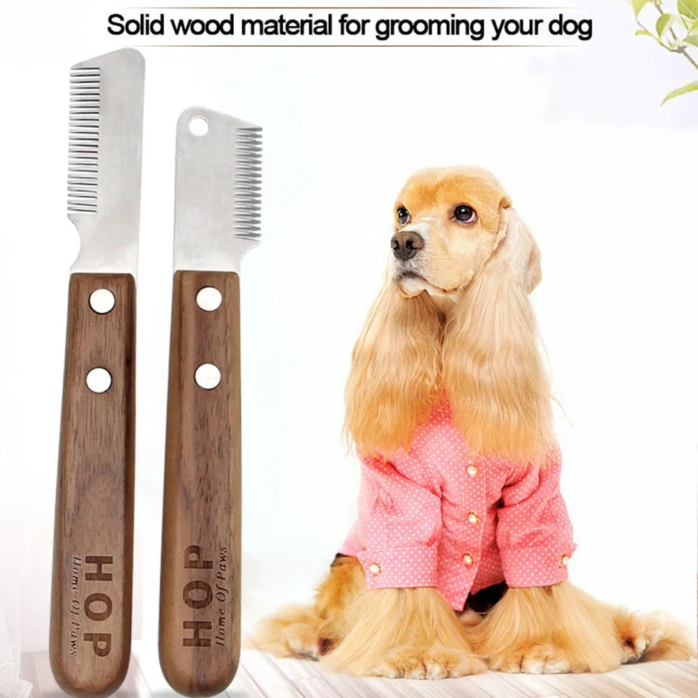 Pet Comb Coat Stripping Knife Stripper Trimmer Grooming Combs For Dog Pets Comb Handle Dog Stainless Steel Brushes Pet Tools