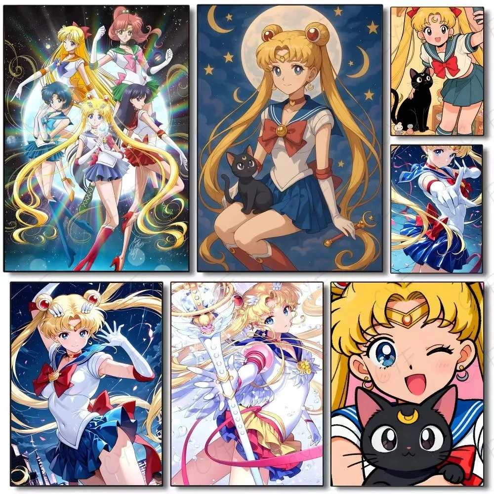 Sailor Moon Luna Anime 5D Full Round Drill Diamond Painting Luna Mosaic Embroidery Art Home Wall Decor DIY Craft