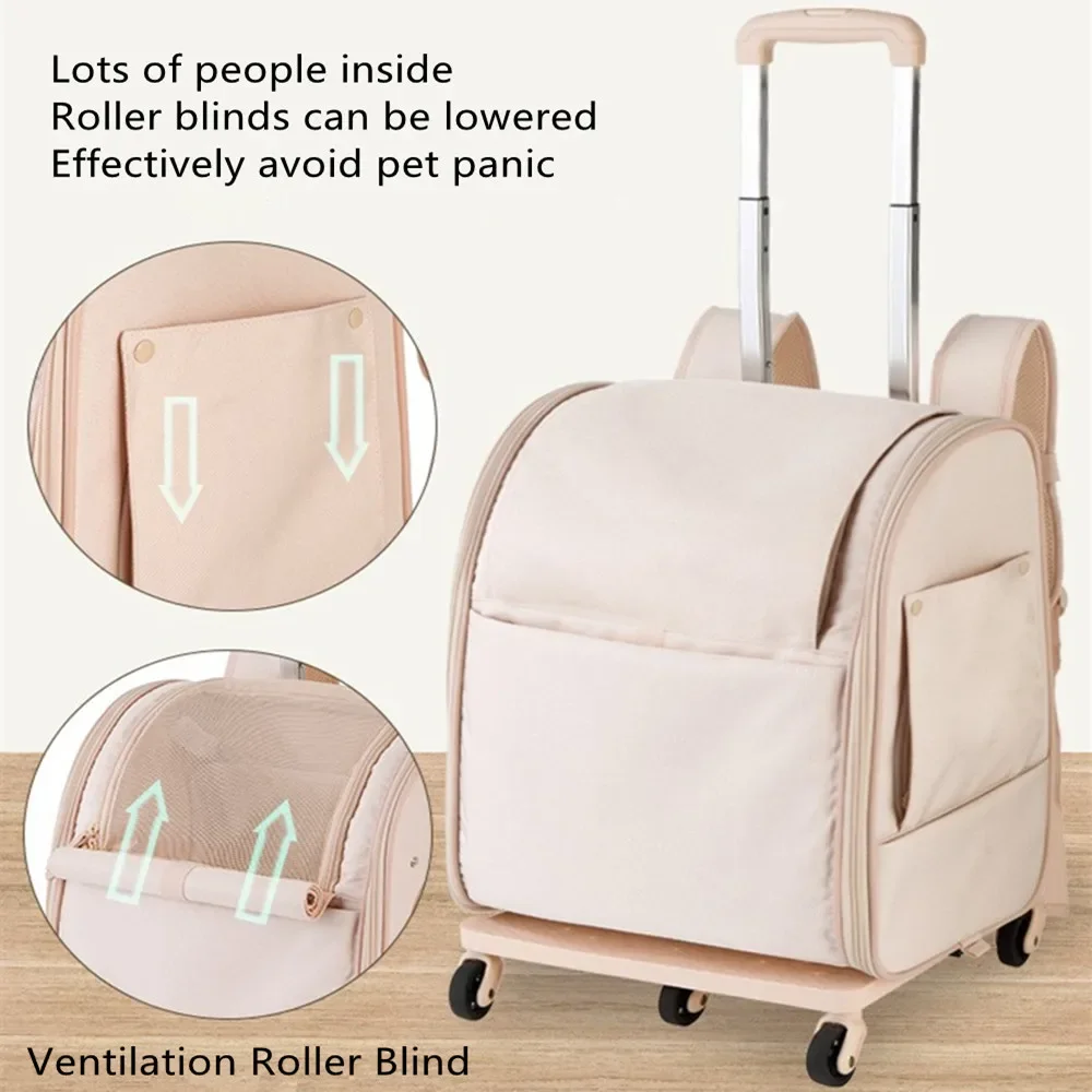 Foldable Pet Trolley Case Cat Dog Travel Tote Bag Backpack Handbag Ventilated Breathable Carrying Suitcase Pets Luggage Stroller