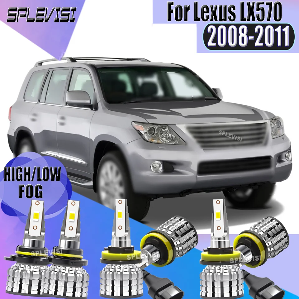 

SPLEVISI 6000K CSP Chips 12V Car LED Headlight High Low Beam Foglamp Bulbs For Lexus LX570 2008 2009 2010 2011 3-Yr Warranty