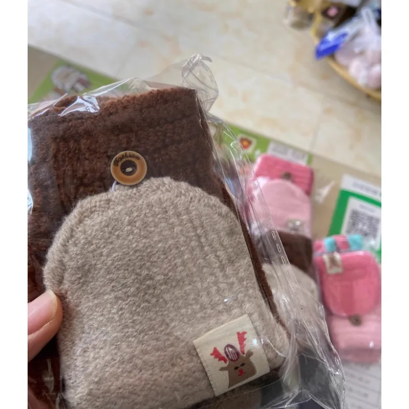4-10T Kids Convertible Flip Top Mittens Winter Warm Fingerless Gloves for School Children Writing Cycling Robot Deer Printed