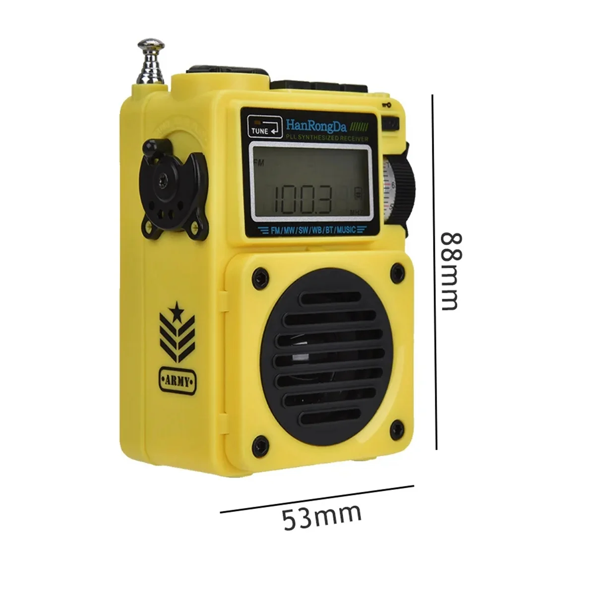 

M85K HRD701 FM/MW/SW//AM Digital Radio Portable Full-Band Wireless Bluetooth Audio Receiver Music Player ,Yellow