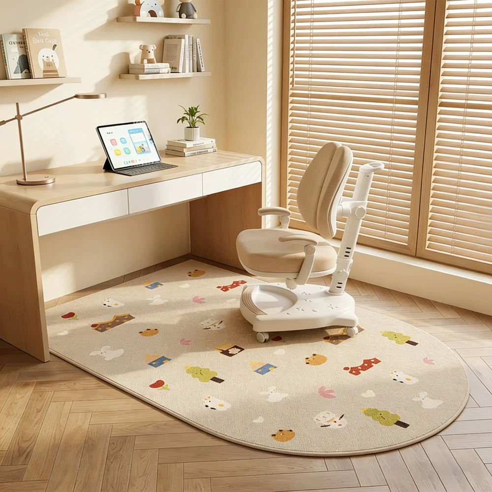 VIKAMA High-End Arched Computer Chair Mat Dressing Table Chair Study Room Gaming Chair Swivel Chair Under Desk Carpet Home Decor