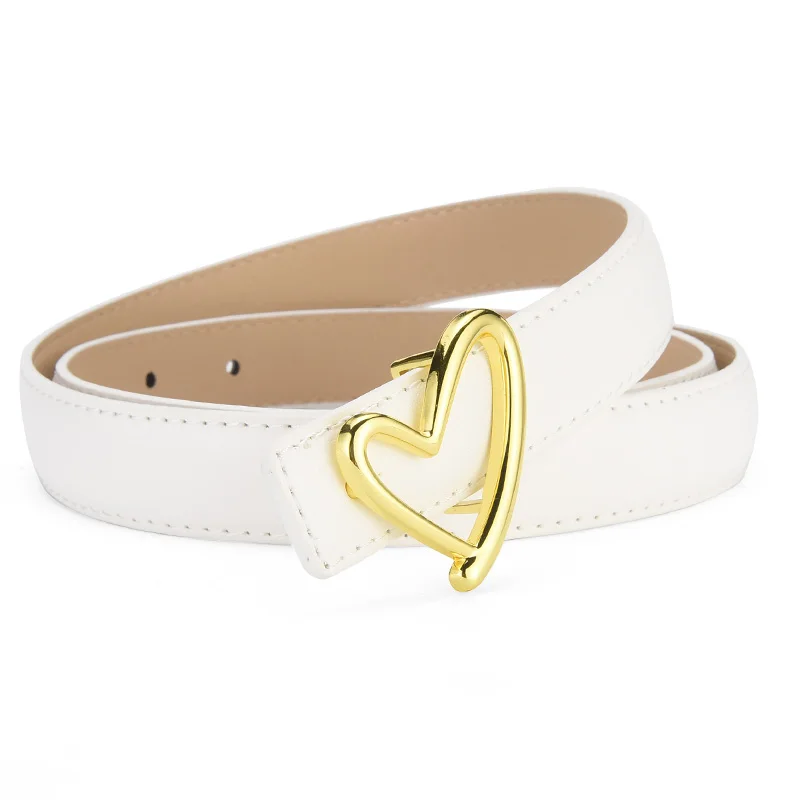 1 stücke frauen Gürtel Modische Herz-Förmigen Schnalle Gürtel High-End-PU Leder Dünnen Gürtel Casual Vielseitig trend Jeans Damen Gürtel – Detail 17
