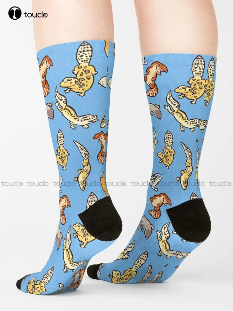 Chub Geckos In Blue Socks Workout Socks Women Street Skateboard Socks Personalized Custom Unisex Adult Teen Youth Socks Colorful