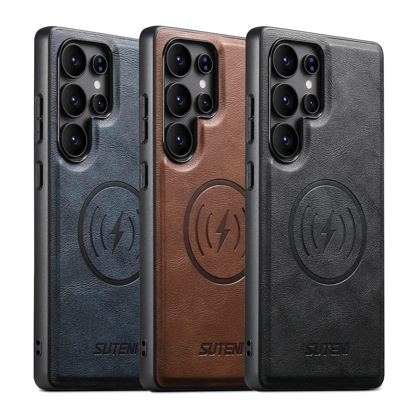 حافظة لهاتف سامسونج جالاكسي S25 الترا S23 S22 S24U شل الراقية المغناطيسي شحن لاسلكي جلد ريترو حفرة كبيرة غطاء ناعم #5