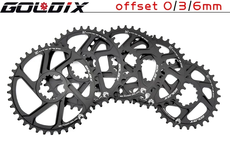 GOLDIX 0/3/6mm Offset MTB Fahrradkettenblatt 32/34/36/38T Fahrradkettenblätter für XX1 X9 XO X01 NX Direct Mount Fahrradteile – Detail 1