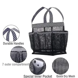 Doccia Caddy Tote Mesh box doccia organizzatore da bagno ad asciugatura rapida con 8 tasche Caddy portatile per dormitorio campeggio nuoto