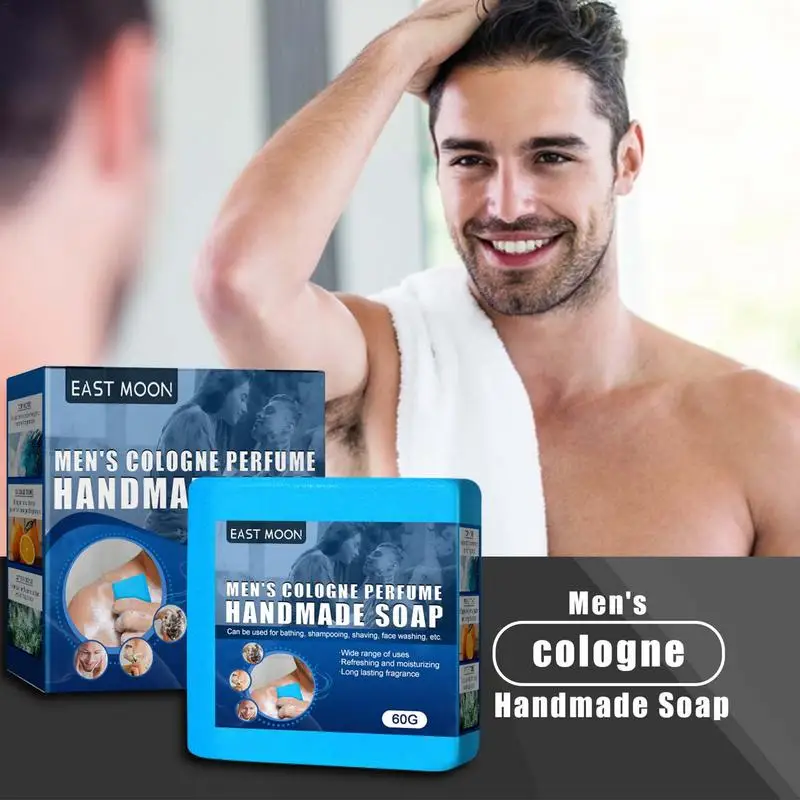 Cologne Soap for Men Gentle Cleaning Care Oil Control Wash Face deep cleaning Soap long lasting Fragrant  good choice for dating