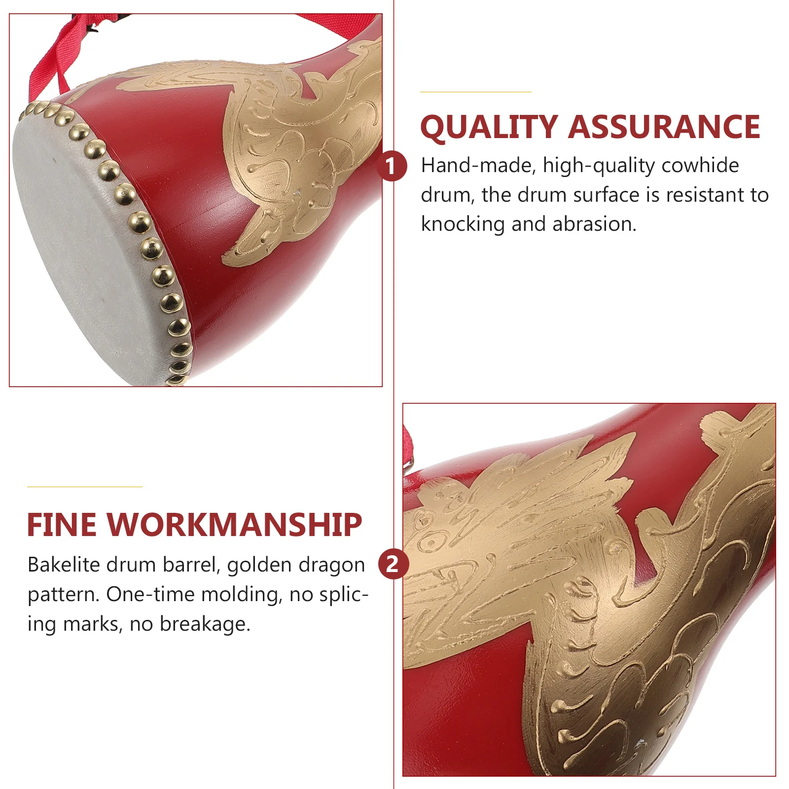 

Adult Cowhide Drum Hand Adults Chinese Classical Musical Instruments Red Funny for Celebrations