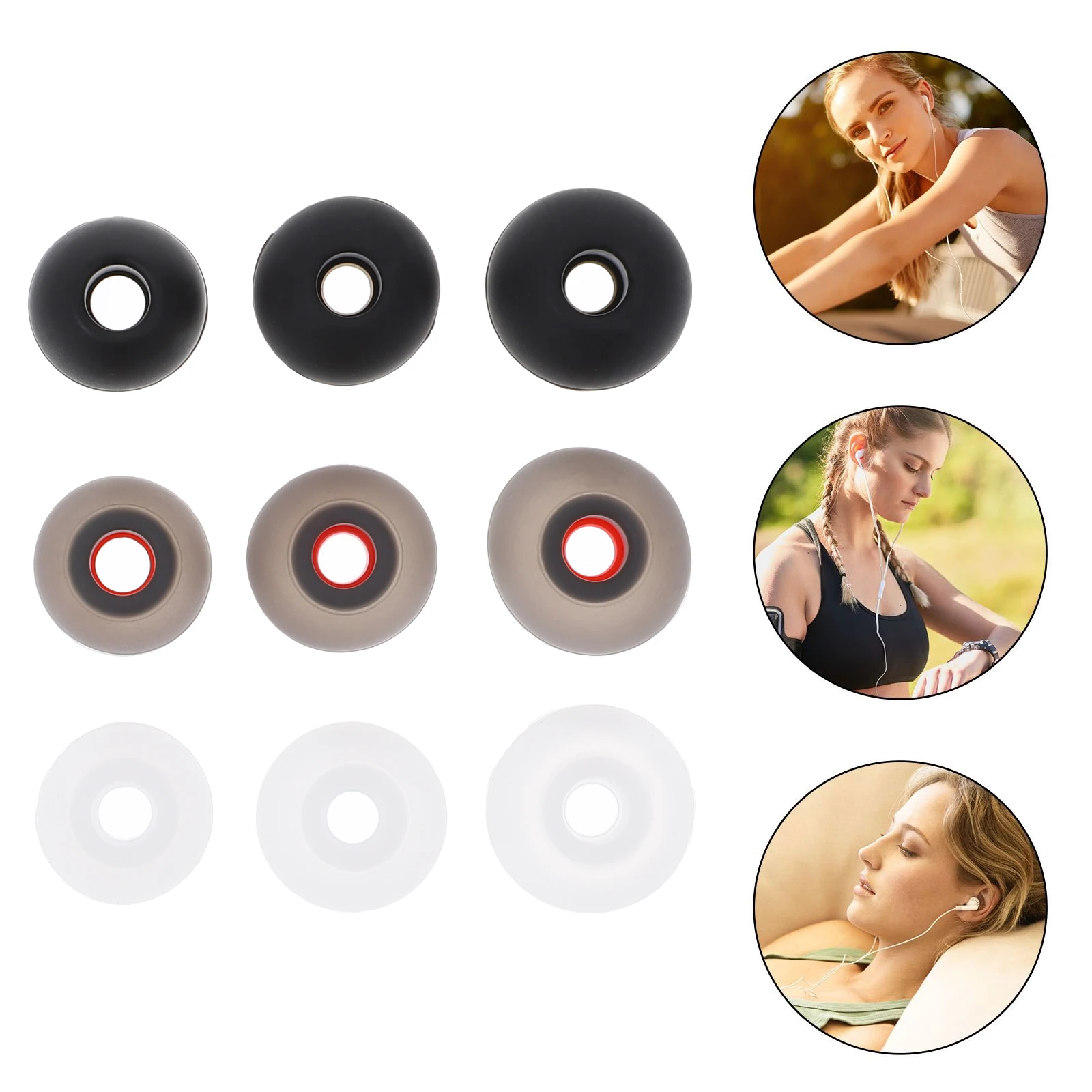 

36 Pcs Silicone Earplug Caps Comfortable Anti slip Earphone Tips Replacement Earbuds Accessories Fit Headphones Keep Clean