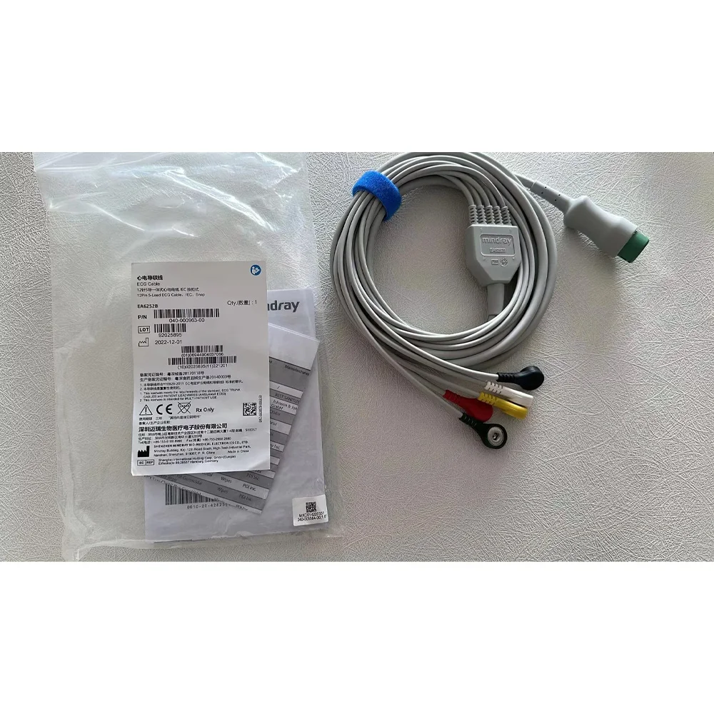 Original Mindray EA6252B ECG Cable 12Pin 5-Lead IEC SNAP 040-000963-00