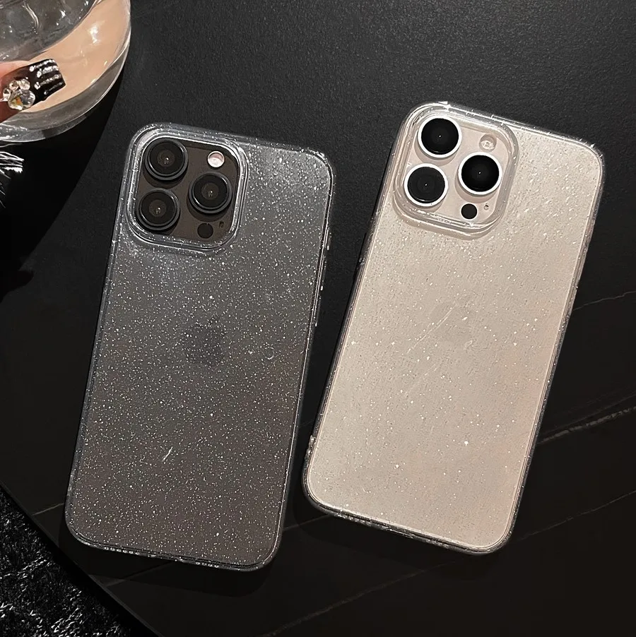 

Luxury Soft Silicone Clear Glitter Phone Case For IPhone 15 14 13 12 11 Pro 12 13Max X XS Max XR 8 7 Plus Shockproof Cover Funda